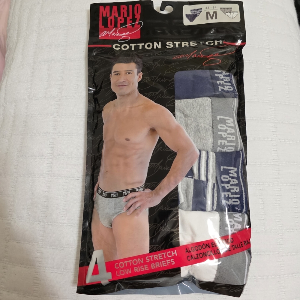 4 Mario Lopez Mens Low Rise Bikini Striped Cotton Retro Vintage Y2K Briefs M